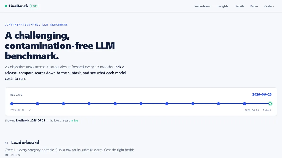LiveBench preview image